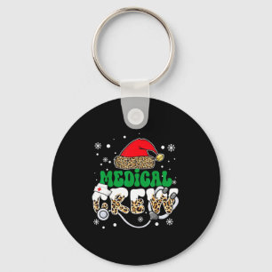 Medical Crew Nurse Leopard Santa Hat Stethoscope C Key Ring