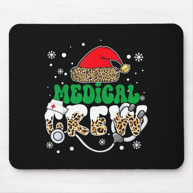 Medical Crew Nurse Leopard Santa Hat Stethoscope C Mouse Mat (Front)