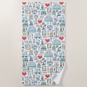 Medical Design Pattern Beach Towel