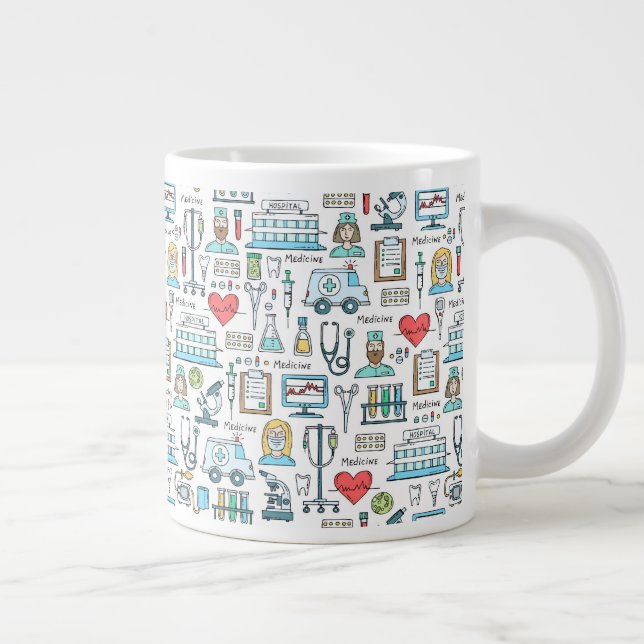 Medical Design Pattern Large Coffee Mug (Right)