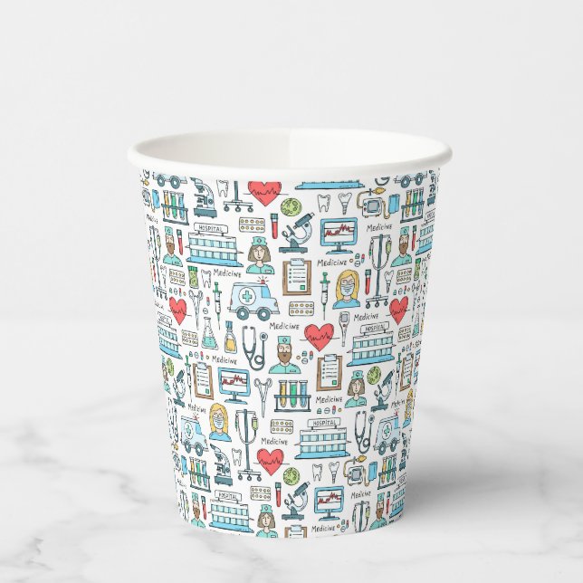 Medical Design Pattern Paper Cups (Left)