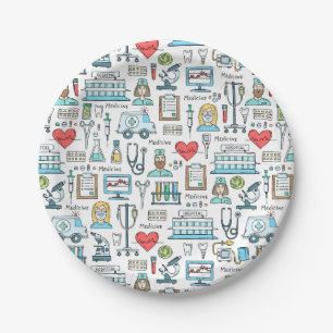 Medical Design Pattern Paper Plate