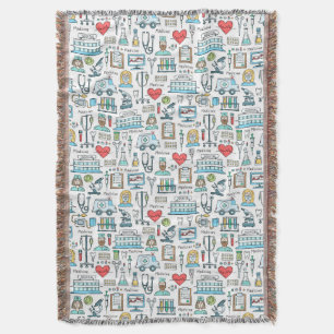 Medical Design Pattern Throw Blanket
