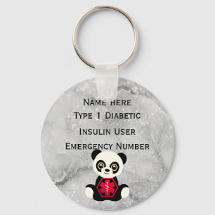 Medical Diabetic ID Alert Personalised Type 1 or 2 Key Ring
