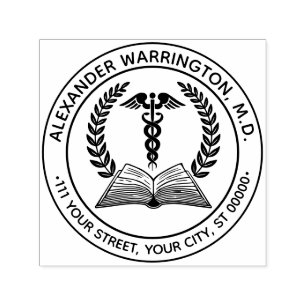 Medical Doctor Caduceus #1LR Book Name Address Self-inking Stamp