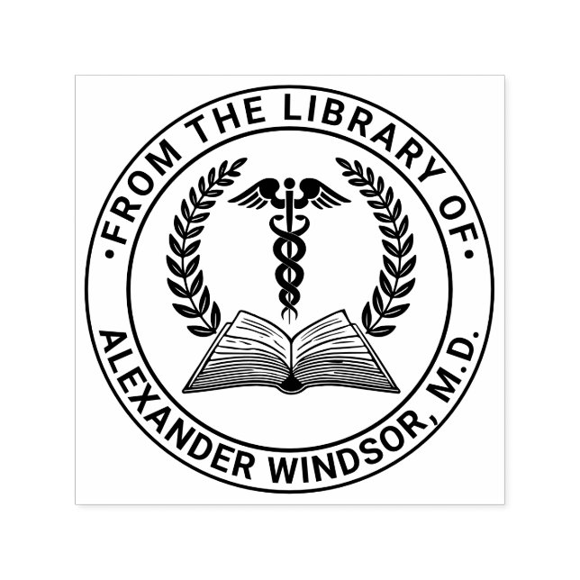 Medical Doctor Caduceus #1LR Book Name Self-inking Stamp (Design)