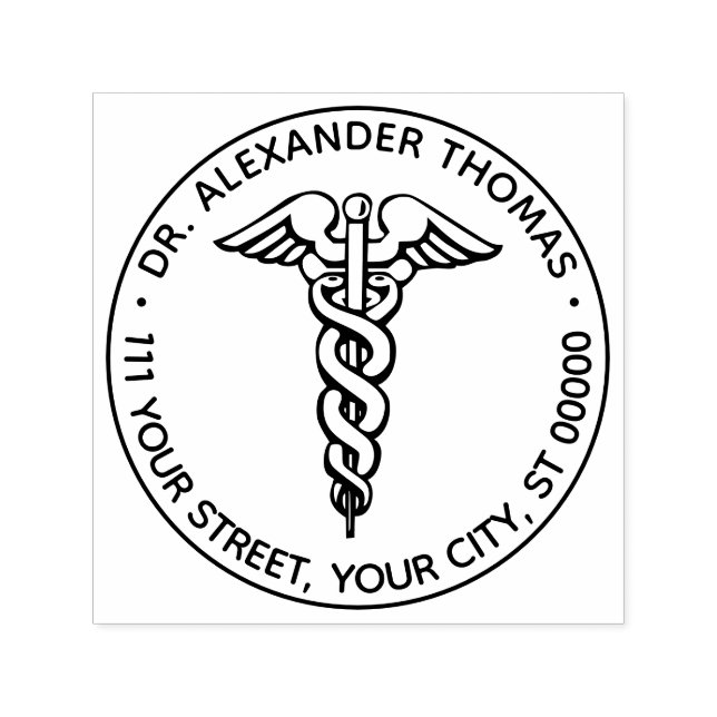 Medical Doctor Caduceus #2 Name Address Self-inking Stamp (Design)