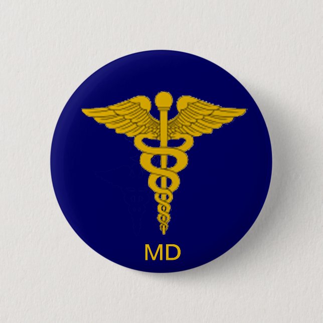 Medical Doctor Caduceus Button (Front)