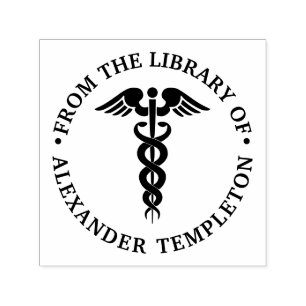 Medical Doctor Caduceus “From the library of” Self-inking Stamp
