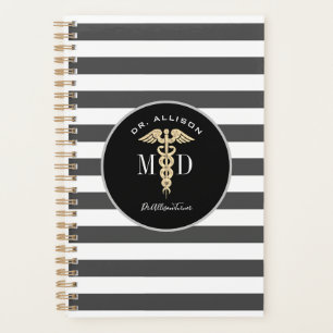 Medical Doctor Caduceus Grey Professional Monogram Planner