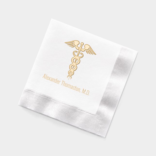 Medical Doctor Caduceus Professional Name Foil Napkins (Left)