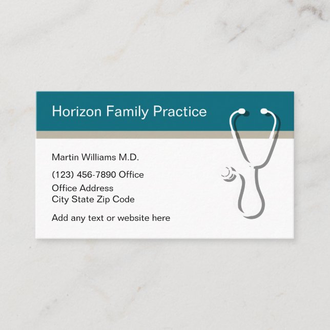 Medical Doctor Family Practice Business Cards (Front)