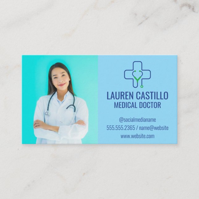 Medical Doctor | Hospital Health Logo Business Card (Front)