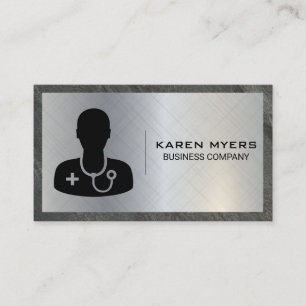 Medical Doctor Icon   Metal Slate Border Business Card