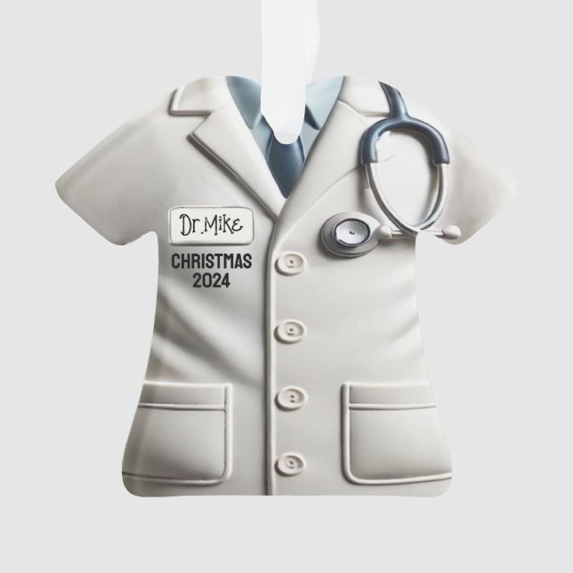 Medical Doctor Jacket Personalised Christmas Ornam Ornament (Front)