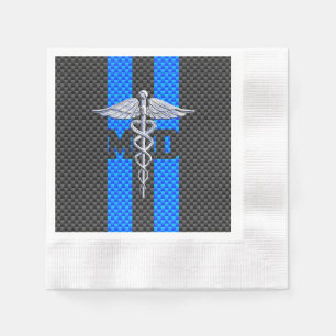 Medical Doctor MD Caduceus Carbon Fibre Stripes Napkin