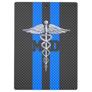 Medical Doctor MD Caduceus on Carbon Fibre Decor Clipboard