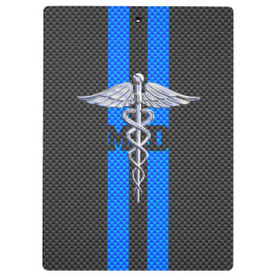 Medical Doctor MD Caduceus on Carbon Fibre Print Clipboard