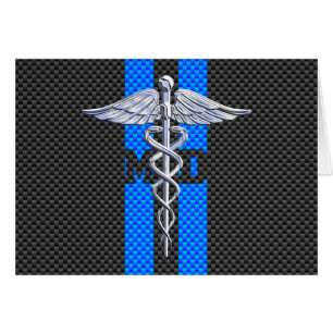 Medical Doctor MD Caduceus on Carbon Fibre Style