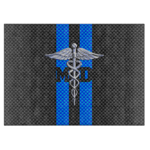Medical Doctor MD Caduceus on Carbon Fibre Style Cutting Board