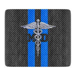 Medical Doctor MD Caduceus on Carbon Fibre Style Cutting Board