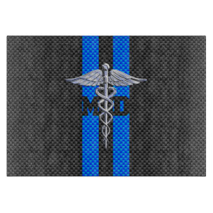 Medical Doctor MD Caduceus on Carbon Fibre Style Cutting Board
