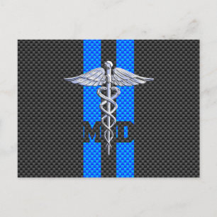 Medical Doctor MD Caduceus on Carbon Fibre Style Postcard
