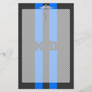 Medical Doctor MD Caduceus on Carbon Fibre Style Stationery