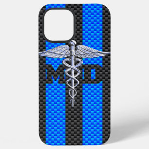 Medical Doctor MD Caduceus on Vibrant Stripes iPhone 12 Pro Max Case
