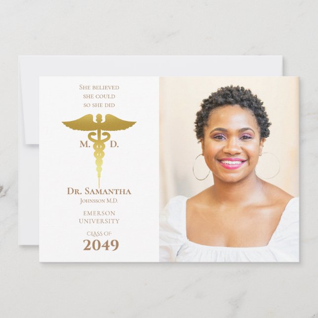 Medical Doctor MD RN Nurse Graduation Grad Photo Invitation (Front)