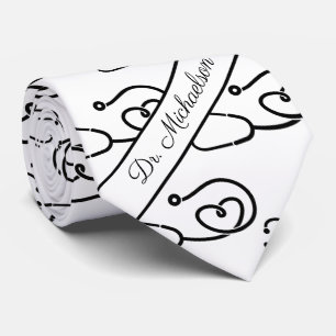 Medical Doctor Name Stethoscope Pattern Physician Tie