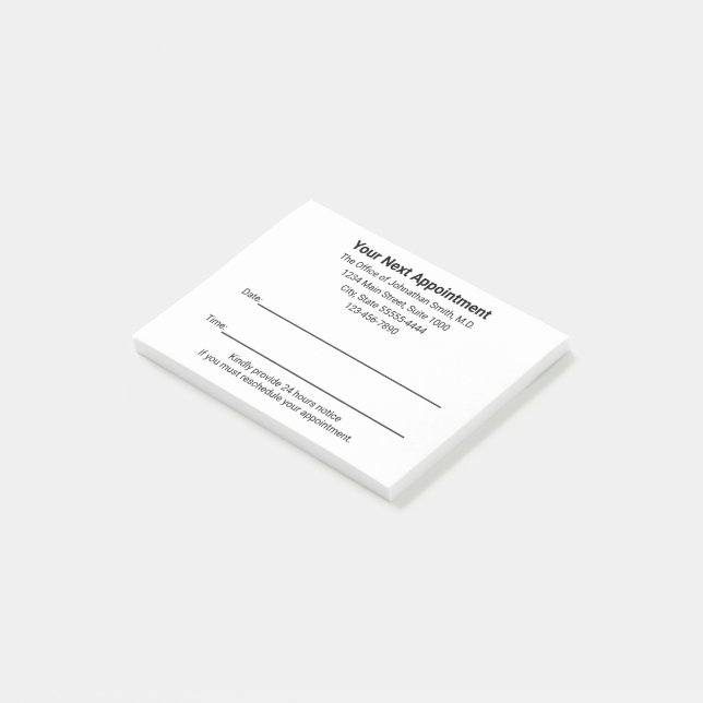 Medical Doctor Next Appointment Reminder White Post-it Notes (Angled)