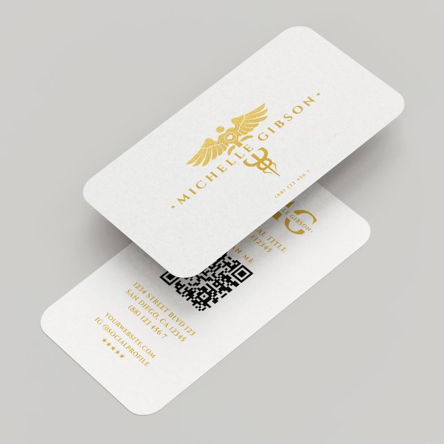 Medical Doctor Nurse Caduceus Elegant White Gold Business Card (Medical Doctor Nurse Caduceus Elegant White Gold Business Card
)