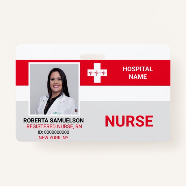 MEDICAL DOCTOR NURSE Emergency Health Care RED ID Badge (Front)
