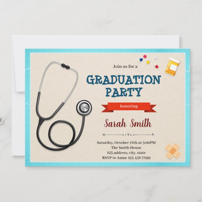 Medical doctor nurse graduation invitation (Front)