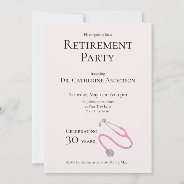 Medical Doctor Nurse Retirement Party  Invitation (Front)