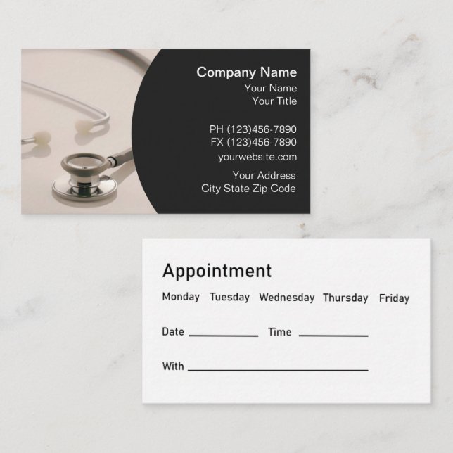 Medical Doctor Office Appointment Business Cards (Front/Back)
