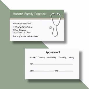 Medical Doctor Office Appointment Business Cards