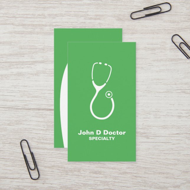 Medical doctor or healthcare green business cards (Front/Back In Situ)