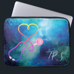 Medical Doctor or Nurse Blue Universe Laptop Sleeve<br><div class="desc">Blue sky universe background accented by a stethoscope shaped like a heart. Nurses,  doctors and medical industry professionals will love this computer sleeve. Monogram with initials or title.</div>