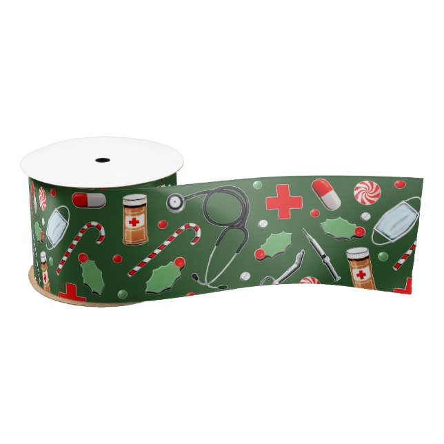 Medical Doctor or Nurse Christmas Holiday Gift Satin Ribbon (Spool)