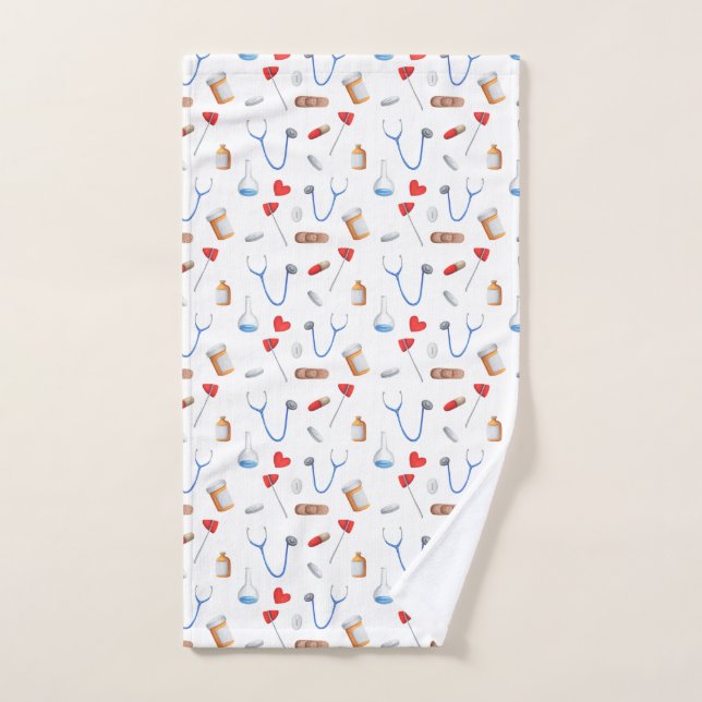 Medical Doctor or Nurse Equipment Patterned Hand Towel (Hand Towel)