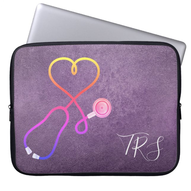 Medical Doctor or Nurse Purple Glitter Laptop Sleeve (Front)