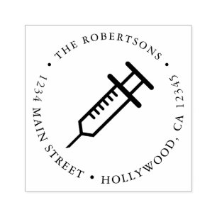 Medical Doctor or Nurse Syringe Return Address Rubber Stamp