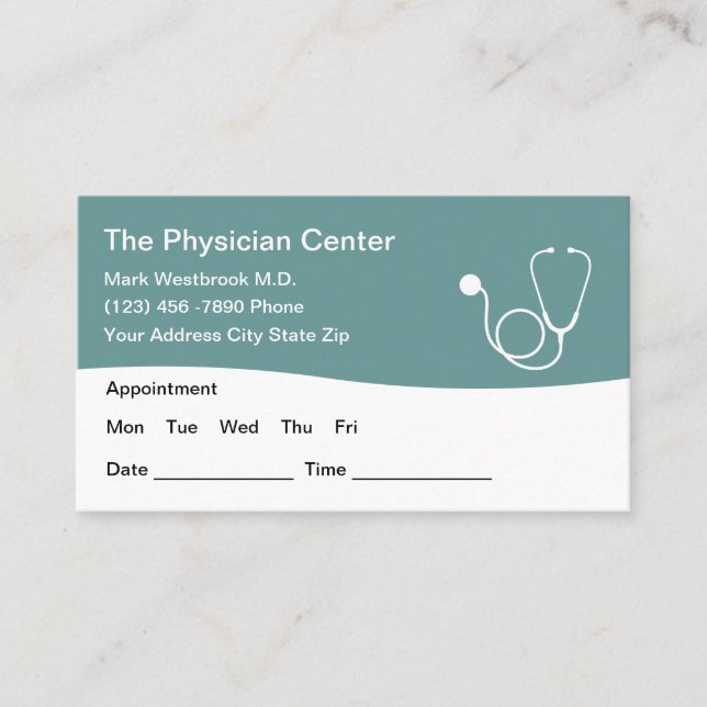 Medical Doctor Patient Appointment Business Cards (Front)