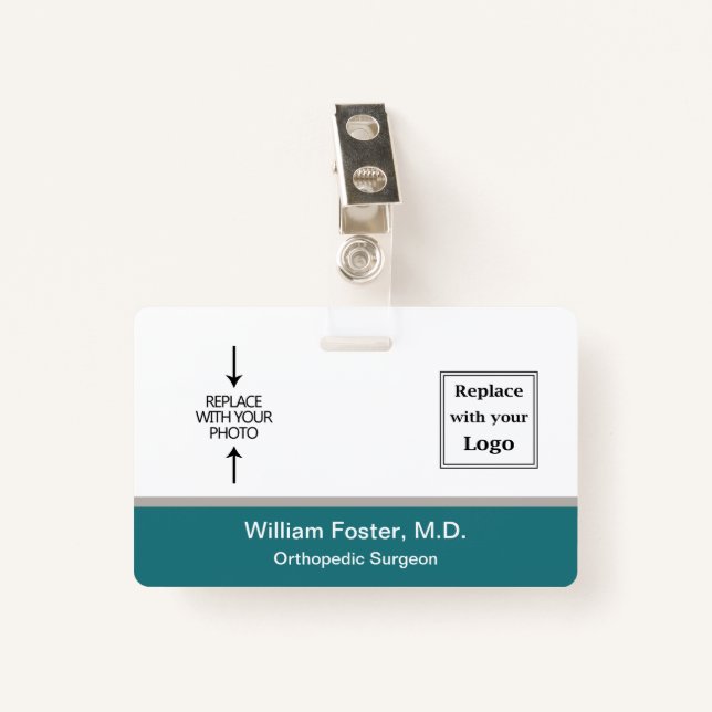 Medical Doctor Photo Logo Template ID Badges (Front with Clip)