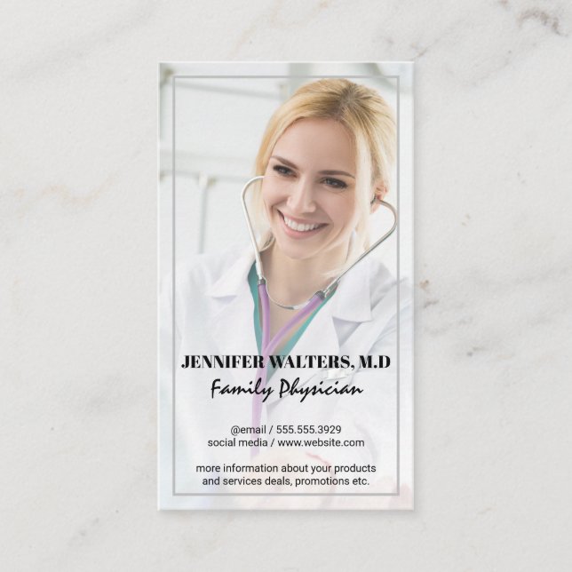 Medical Doctor | Physician | Stethoscope | Health Business Card (Front)