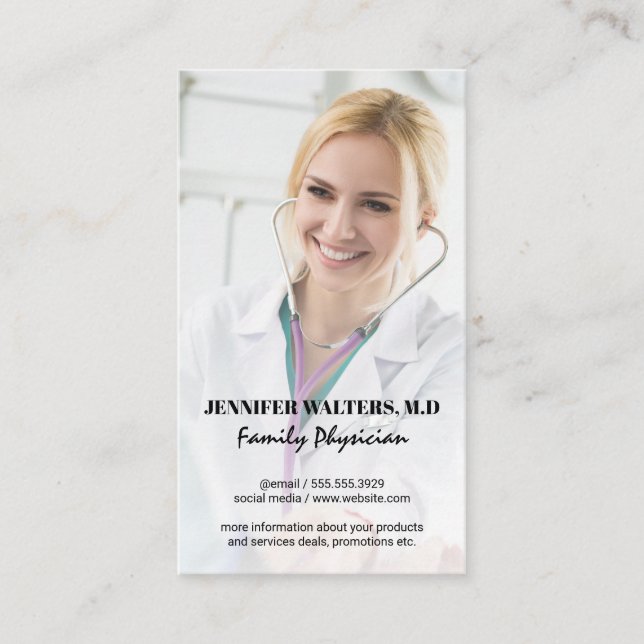 Medical Doctor | Physician with Stethoscope  Business Card (Front)