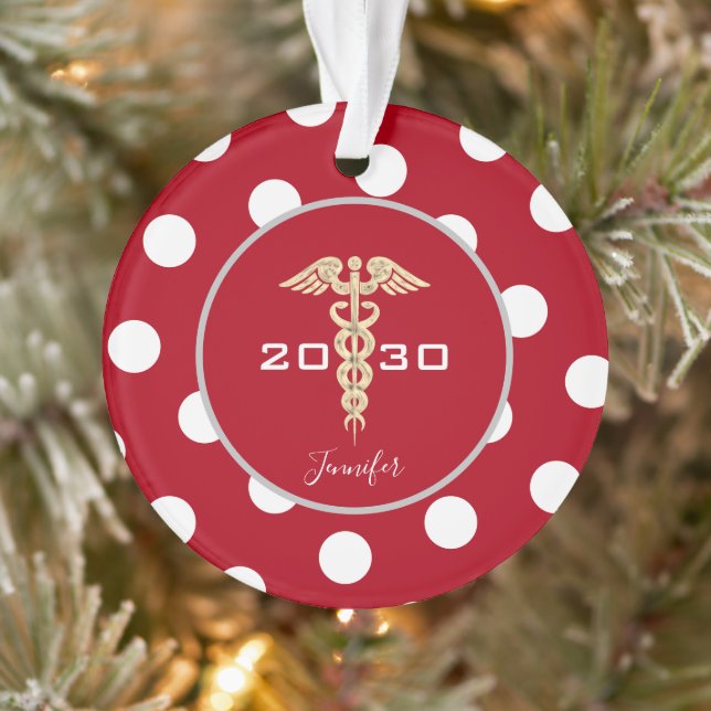 Medical Doctor Red Personalised Christmas Ornament (Tree)