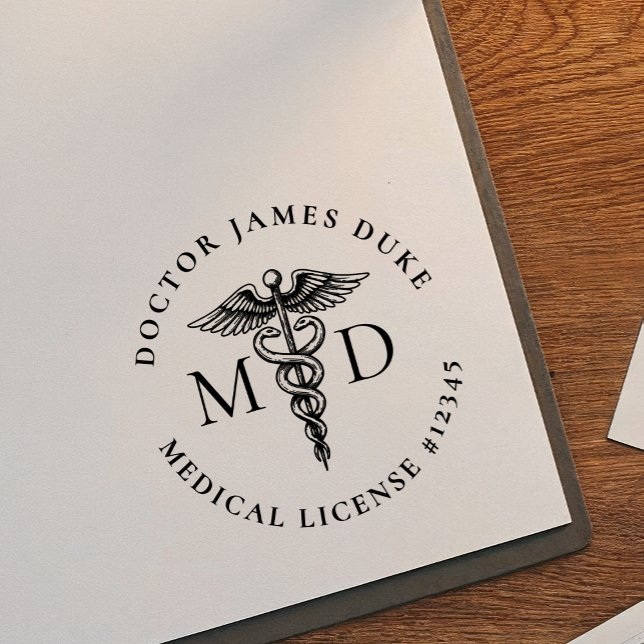 Medical Doctor Rubber Stamp w/ Caduceus Symbol (Creator Uploaded)